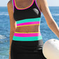 ✨Conjunto de biquíni desportivo de 3 peças em nylon, colorido e de alto contraste