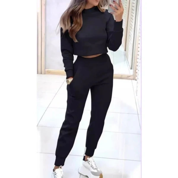 🙋‍♀️T-shirt de mulher e calças de 2 peças com punhos
