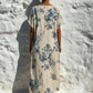 Vestido Maxi Vintage Menina em Algodão e Linho com Estampado Floral