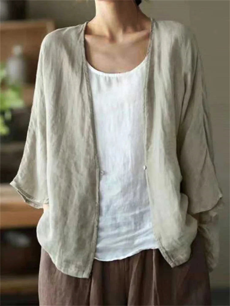 Cardigan de malha fluido e confortável em linha A grande
