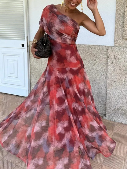 Vestido de menina de um ombro só em tule