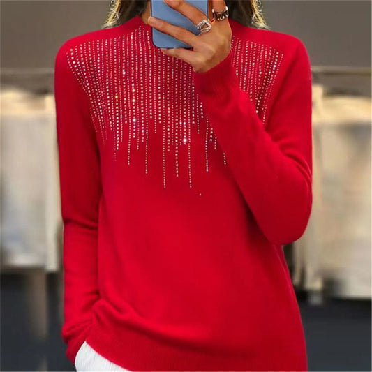 Camisola de mulher de gola alta com lantejoulas 2025
