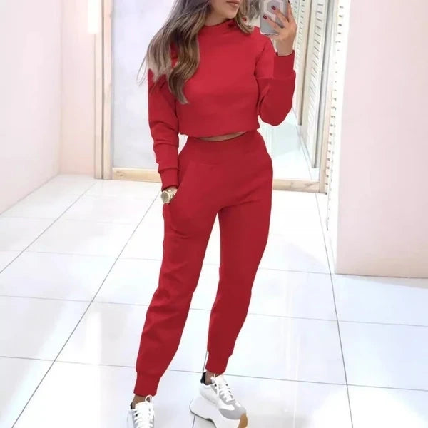 🙋‍♀️T-shirt de mulher e calças de 2 peças com punhos