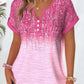 Blusa de mulher estilo boho com mangas flare e decote em V.