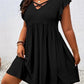 【Plus Size】Vestido Liso com Decote Vazado