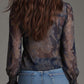 Camisola de chiffon azul-escuro com fecho 2026