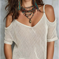 Blusa ombro a ombro transparente em tule com corte descontraído